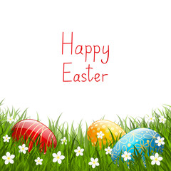 Easter eggs on green grass