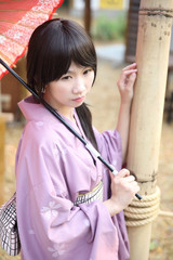 The girl with japanese yukata