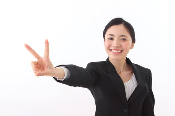 Asian businesswoman on white background