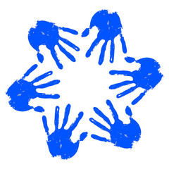 Conceptual children painted hand print isolated