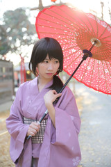 The girl with japanese yukata