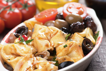 Tortellini and olive salad