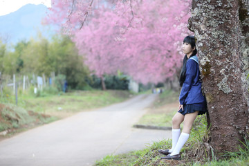 asian schoolgirl with nature