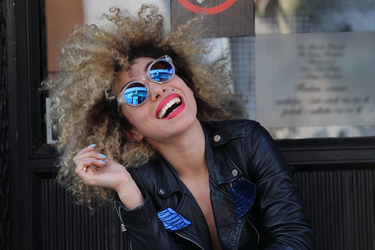 happy afro girl