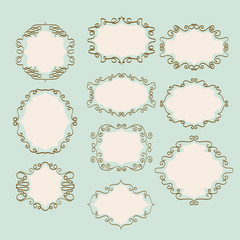 set of vintage doodle frames