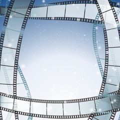 Fototapeta premium cinema background with retro filmstrip and stars as borders