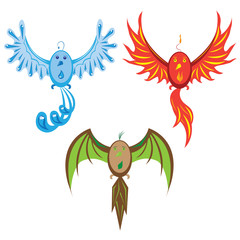 Three birds of elements