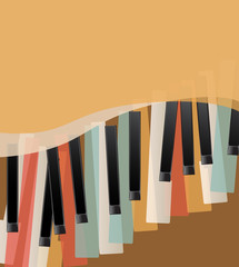 Obraz premium piano keys retro orange background with space for text