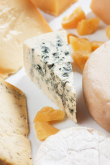 Slice of gorgonzola cheese