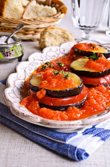 Baked eggplant with tomato and cheese