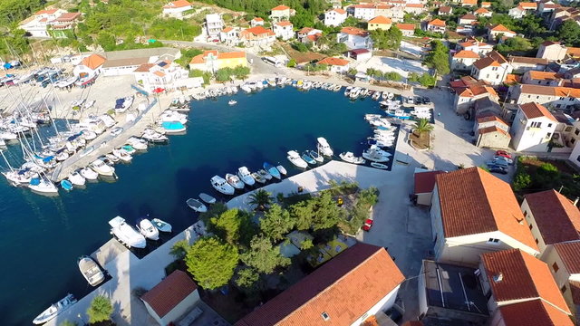 Aerial footage of beautiful harbour
