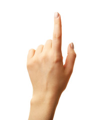 Female hand gesture isolated on white