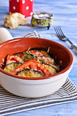Casserole of eggplant and tomato with cheese
