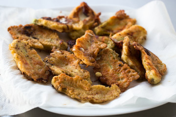 Fried zucchini flowers stuffed with cheese