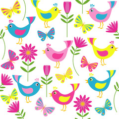Seamless pattern with birds