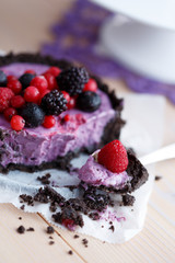 Mascarpone cottage cheese cake decorated with berries