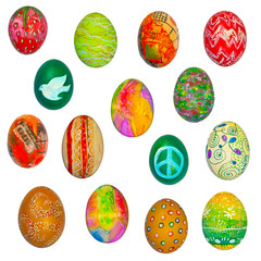 Bunte, handbemalte Ostereier, freigestellt, Freisteller, Deutschland, Europa