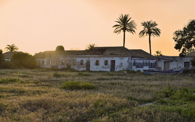 Sunset abandoned fishing village