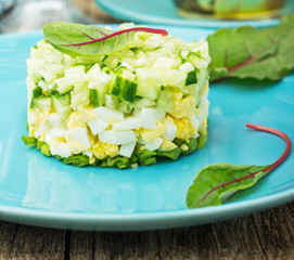 Fresh mixed salad with eggs