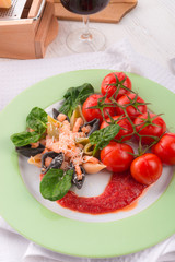 Conchiglie with North Sea shrimps and spinach
