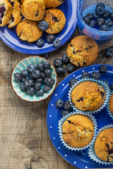 Delicious homemade blueberry muffins with fresh blueberries