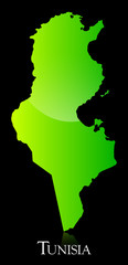 Tunisia green shiny map