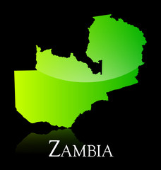 Zambia green shiny map