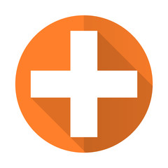plus orange flat icon cross sign