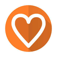 heart orange flat icon love sign