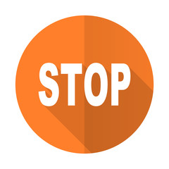 stop orange flat icon
