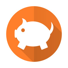 piggy bank orange flat icon
