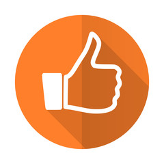 like orange flat icon thumb up sign