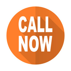 Fototapeta premium call now orange flat icon