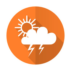 storm orange flat icon waether forecast sign