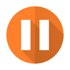 pause orange flat icon