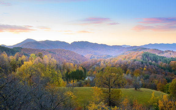 Beautiful autumn landscape and colorful mountains