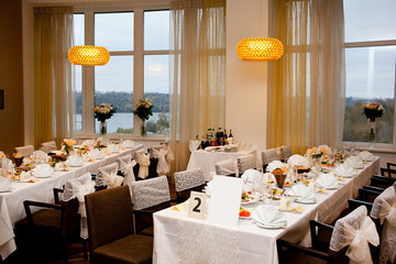 table set for wedding event dinner
