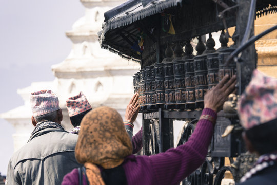 Prayer Wheels at Swayambhu, Kathmandu, Nepal