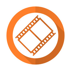 Fototapeta na wymiar film orange flat icon movie sign cinema symbol