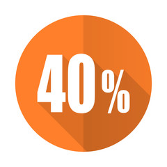 40 percent orange flat icon sale sign