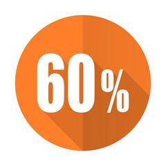 60 percent orange flat icon sale sign