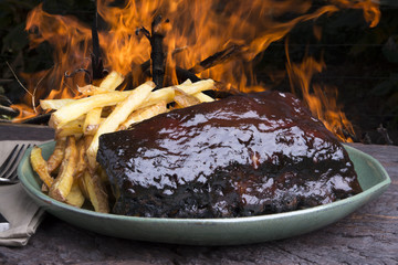 Pork ribs back with french fries