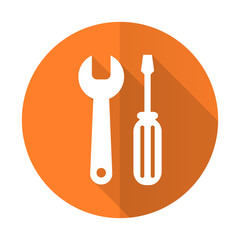 tools orange flat icon service sign