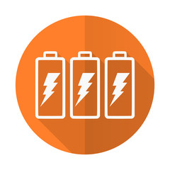 battery orange flat icon power sign