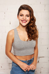 Portrait of beautiful smiling young woman