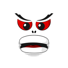Cartoon expression of anger. Vector illustration
