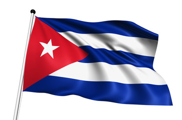 Cuba flag with fabric structure on white background