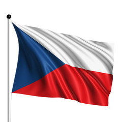 Czech Republic flag with fabric structure on white background
