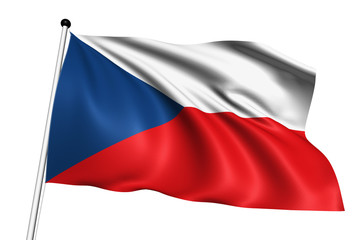 Fototapeta na wymiar Czech Republic flag with fabric structure on white background