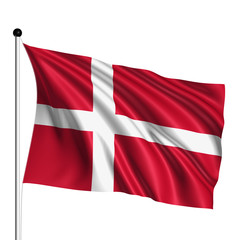Denmark flag with fabric structure on white background